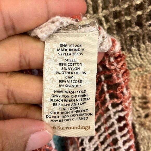 Soft Surroundings Crochet Knit Colorful Hippie Lagenlook Tunic Medium 716 - Picture 8 of 8